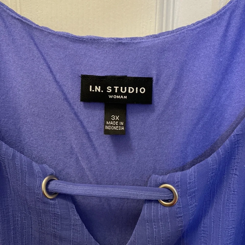 NWT I.N. Studio Plus Women Top Lavender Plus Size 3X Flowy Blouse
